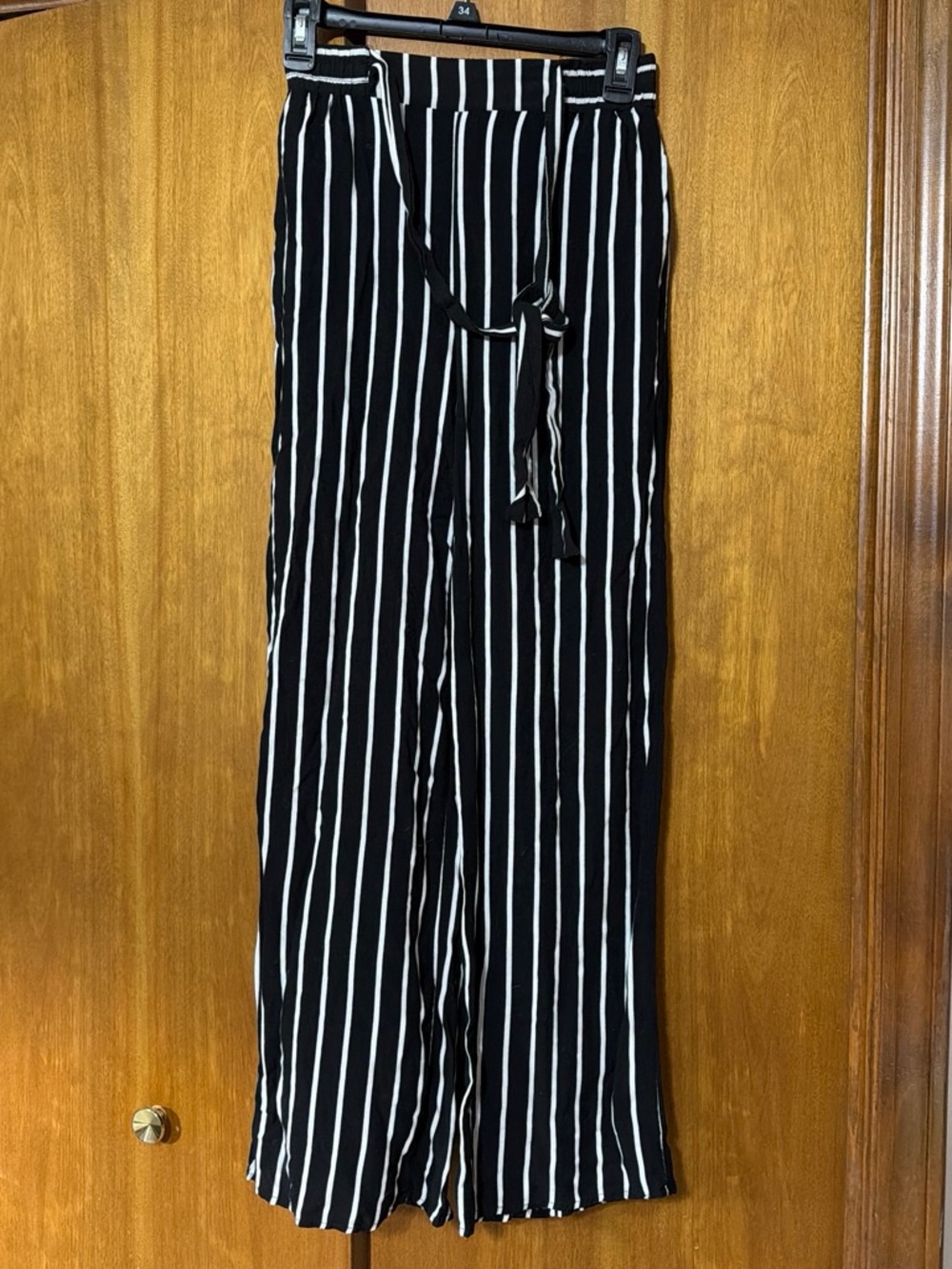 Ambiance Black & White Striped Wide-Leg Pants